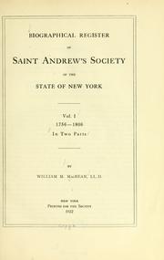 Biographical register of Saint Andrew's society of the state of New York .. by William M. MacBean