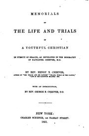 Cover of: Memorials of the life and trials of a youthful Christian in pursuit of health: as developed in the biography of Nathaniel Cheever, M. D.