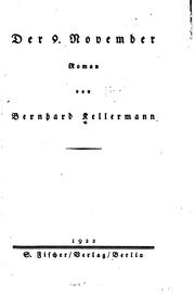 Cover of: Der 9. November by Bernhard Kellermann