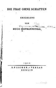 Cover of: Die Frau ohne Schatten by Hugo von Hofmannsthal