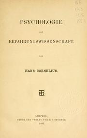 Cover of: Psychologie als erfahrungswissenschaft. by Cornelius, Hans