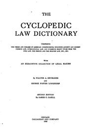 Cover of: The cyclopedic law dictionary by Walter A. Shumaker, Walter A. Shumaker