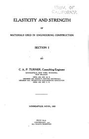Cover of: Elasticity and strength of materials used in engineering construction ...