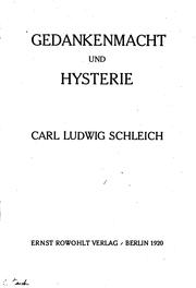 Cover of: Gedankenmacht und hysterie