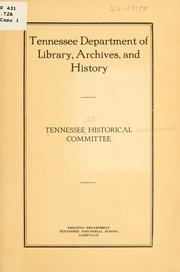 Cover of: Tennessee department of library, archives, and history.