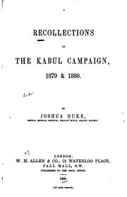 Cover of: Recollections of the Kabul campaign: 1879 & 1880.
