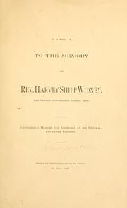 Cover of: A tribute to the memory of Rev. Harvey Shipp Widney | J. Fletcher Williams