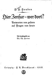 Cover of: Hier Zensur--wer dort?: Antworten von gestern auf Fragen von heute, mit Umschlagbild von Th. Th. Heine.