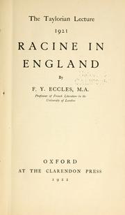 Cover of: Racine in England