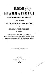 Cover of: Elementi grammaticali del caldeo biblico by Samuel David Luzzatto