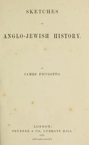 Cover of: Sketches of Anglo-Jewish history.