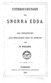 Cover of: Untersuchungen zur Snorra Edda. by Ernst Heinrich Wilken, Ernst Heinrich Wilken