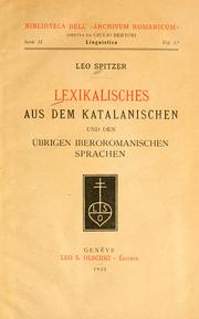 Cover of: Lexikalisches aus dem katalanischen und den übrigen iberomanischen sprachen. by Leo Spitzer