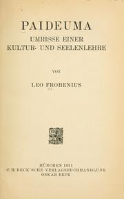 Cover of: Paideuma by Frobenius, Leo