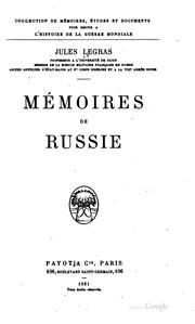 Mémoires de Russie by Jules Legras