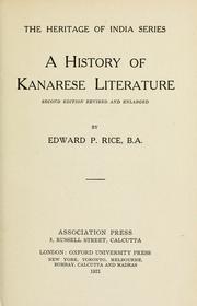 Cover of: A history of Kanarese literature by Edward P. Rice