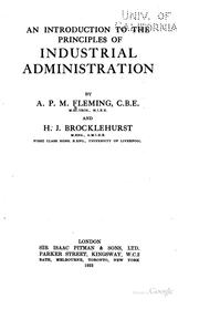 Cover of: An introduction to the principles of industrial administration