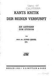 Cover of: Kants Kritik der reinen Vernunft: ein Leitfaden zum Studium