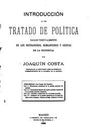 Cover of: Introducción á un tratado de política sacado textualmente de los refraneros: romanceros y gestas de la península