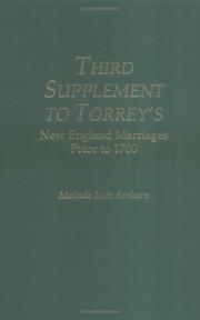 Cover of: Third supplement to Torrey's New England marriages prior to 1700