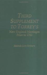 Cover of: Third supplement to Torrey's New England marriages prior to 1700 by Melinde Lutz Sanborn