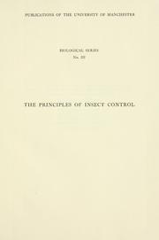 Cover of: The principles of insect control