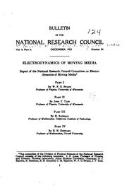 Cover of: Electrodynamics of moving media.: Report of the National research council Committee on electrodynamics of moving media