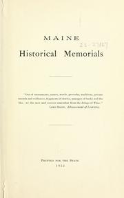 Cover of: Maine historical memorials.