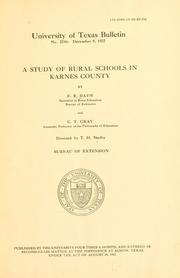 Cover of: A study of rural schools in Karnes county