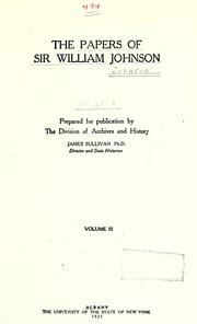 Cover of: papers of Sir William Johnson.