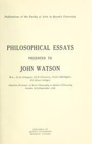 Cover of: Philosophical essays presented to John Watson.