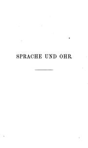 Cover of: Sprache und ohr. by Oskar Wolf