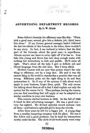 Cover of: Data on advertising department records by L. W. Ellis