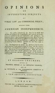 Cover of: Opinions on interesting subjects of public law and commercial policy; arising from American independence ...