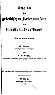 Cover of: Geschichte des griechischen kriegswesens von der ältesten zeit bis auf Pyrrhos. by Wilhelm Rüstow