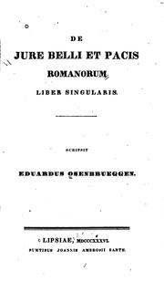 De jure belli et pacis Romanorum by Eduard Osenbrüggen