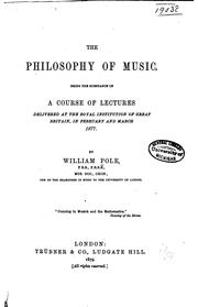 Cover of: The philosophy of music
