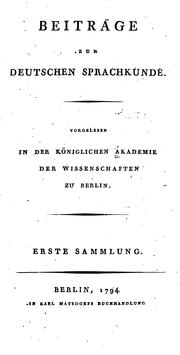 Cover of: Beiträge zur deutschen sprachkunde.