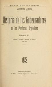 Cover of: Historia de los gobernadores de las provincias argentinas.