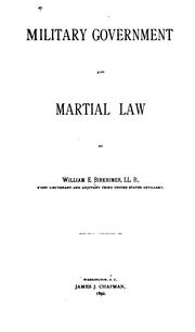 Cover of: Military government and martial law