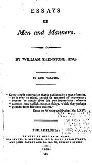 Cover of: Essays on men and manners. by William Shenstone