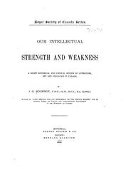 Cover of: Our intellectual strength and weakness by Sir John George Bourinot