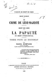 Cover of: Le crime de lèse-majesté ...: La papauté en droit international.