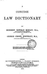 Cover of: A concise law dictionary by Herbert Newman Mozley
