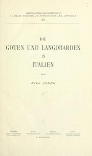 Cover of: Die Goten und Langobarden in Italien