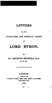 Cover of: Letters on the character and poetical genius of Lord Byron.