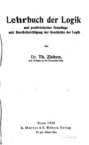 Cover of: Lehrbuch der Logik auf positivistischer Grundlage mit Berücksichtigung der Geschichte der Logik