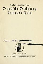 Cover of: Deutsche Dichtung in neuer Zeit. by Leyen, Friedrich von der