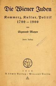 Cover of: Die Wiener Juden by Mayer, Sigmund