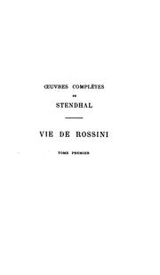 Cover of: Vie de Rossini by Stendhal